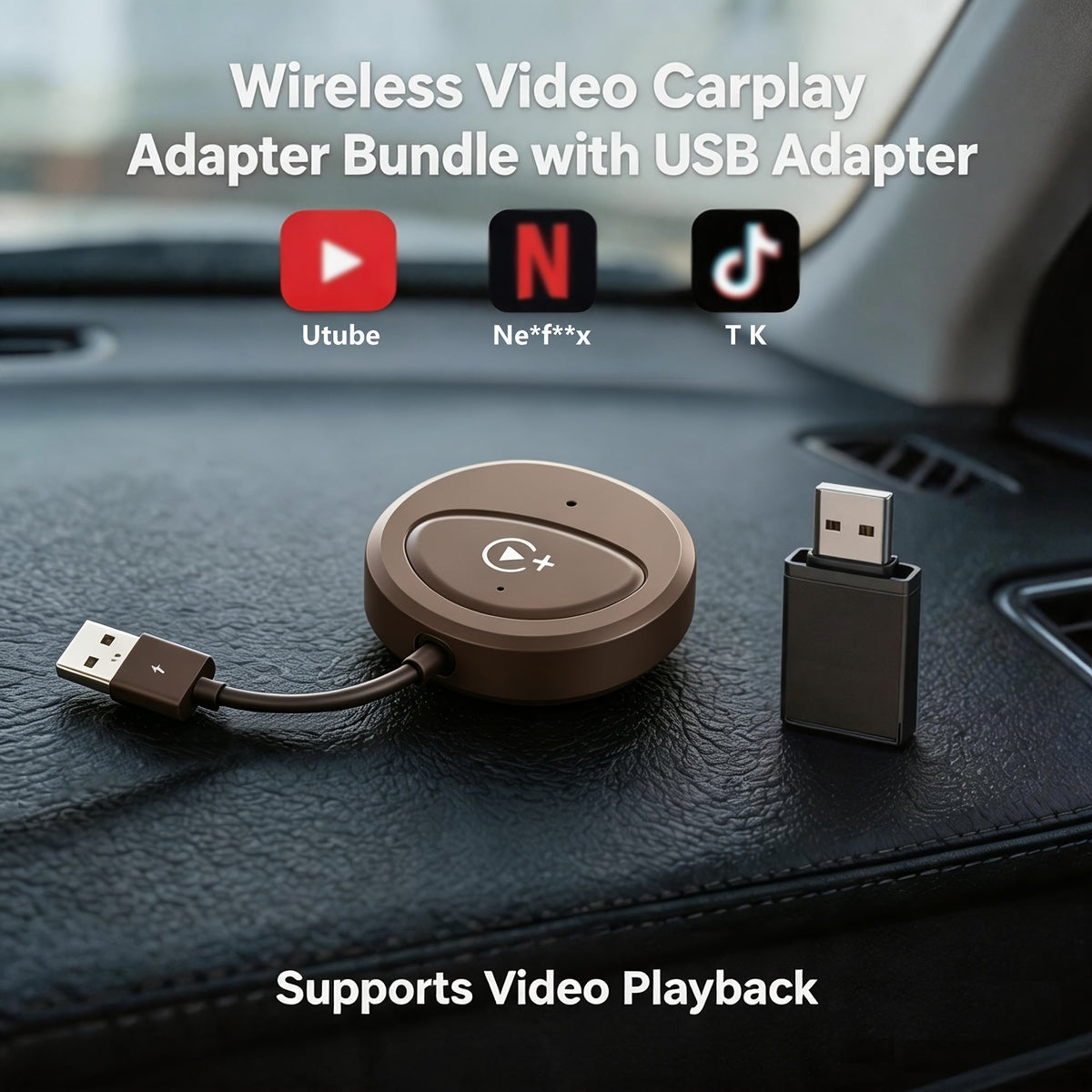 Wireless CarPlay Adapter Dual-Band 2.4G+5GHz – Netflix & YouTube Streaming | OEM Wired to Wireless | 2016+ Cars & iOS 10+