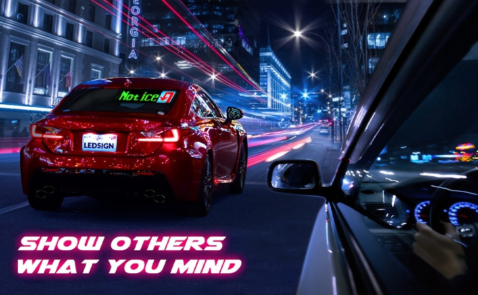 Programmable LED Car Sign Flexible Matrix Panel | App & Remote Control USB Powered Devil Eye Lights for Car Window Decoration