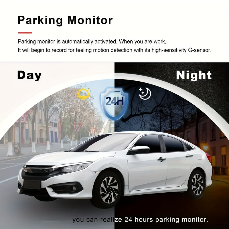 4-Channel Dash Cam 1080P Front + 480P Side Rear Camera, 2.4" Screen, Night Vision, Motion Detection, Wide Dynamic Range, Optional 64GB Card