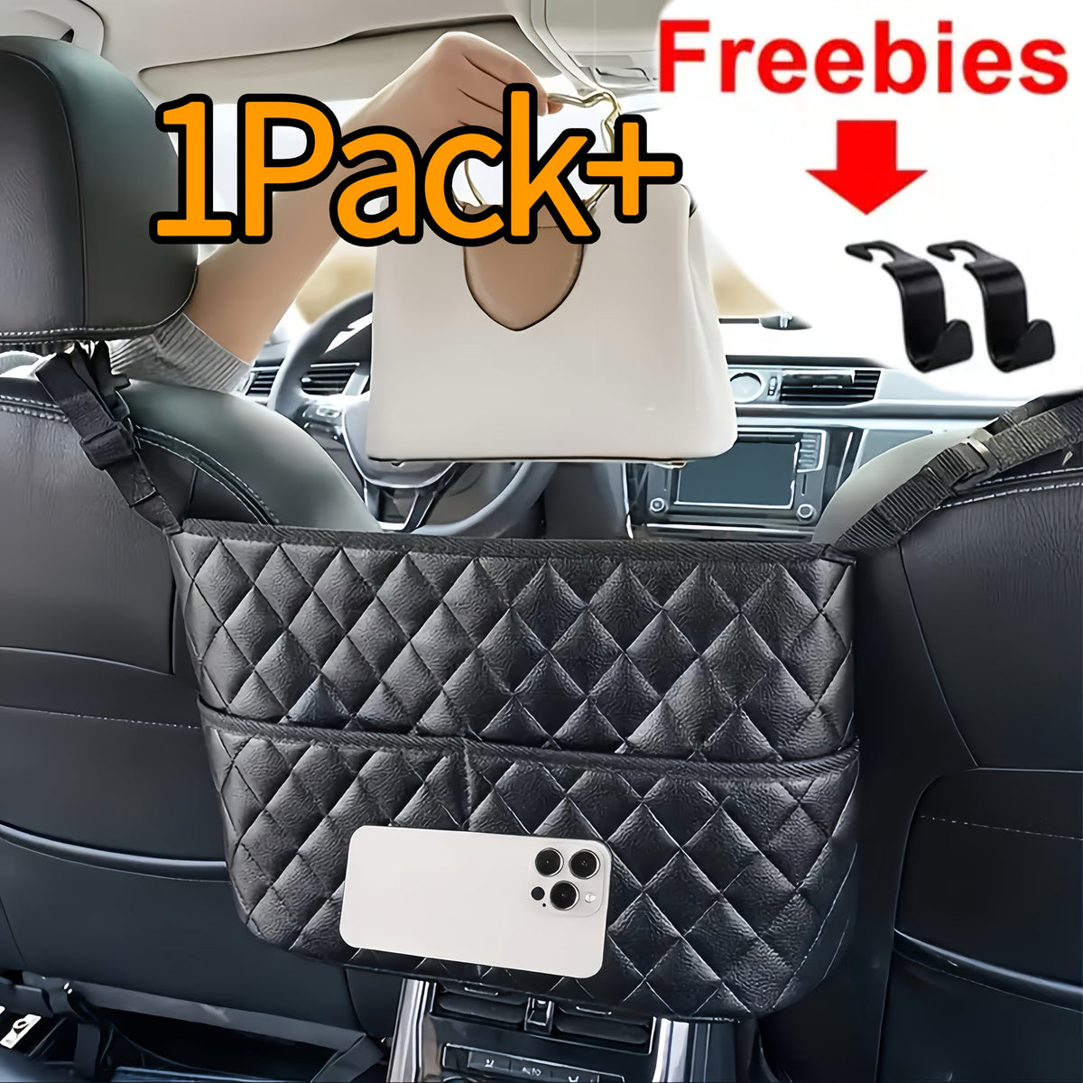 Car Seat Back Organizer – PU Leather Large Capacity Storage Net, Headrest Hanging Mount for SUV Truck Minivan | Single, Double Pocket & 2-Pack