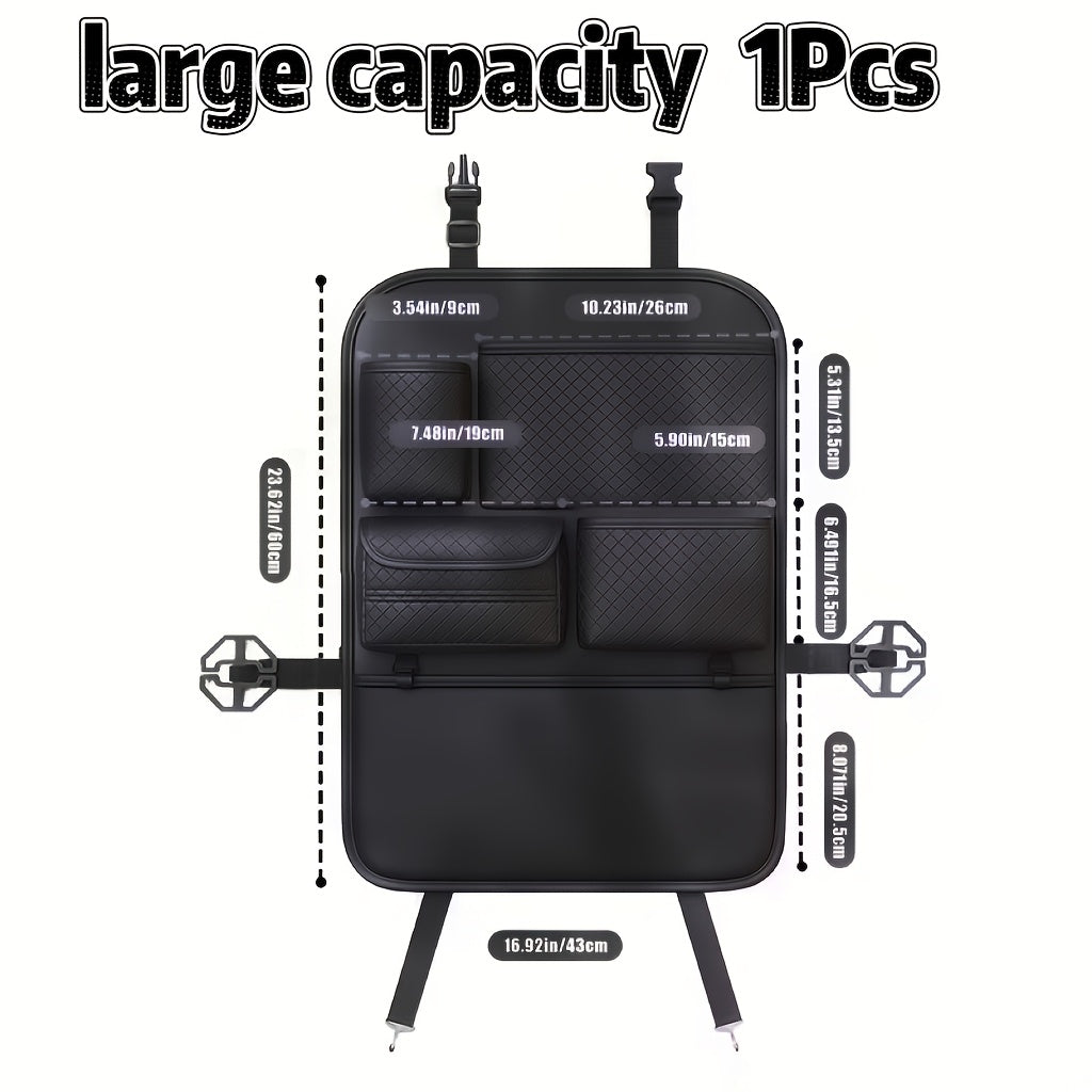 Car Seat Back Organizer – PU Leather Large Capacity Storage Net, Headrest Hanging Mount for SUV Truck Minivan | Single, Double Pocket & 2-Pack