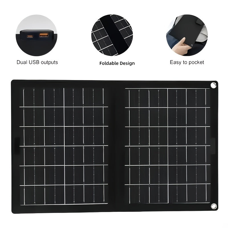 30W Portable Foldable Solar Panel Charger with USB Port | High-Efficiency Plug-and-Play Solar Charger for Phones, Tablets & Cameras – Camping, RV, Boat & Emergency