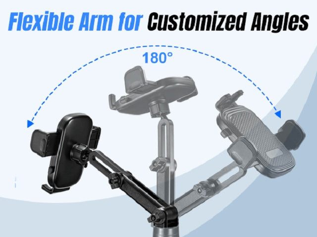 2-in-1 Cup Holder Phone Mount & Expander – Adjustable 12"-14" Neck, 360° Rotation, Weighted Stable Base for iPhone Samsung & All Smartphones, Universal Car Fit