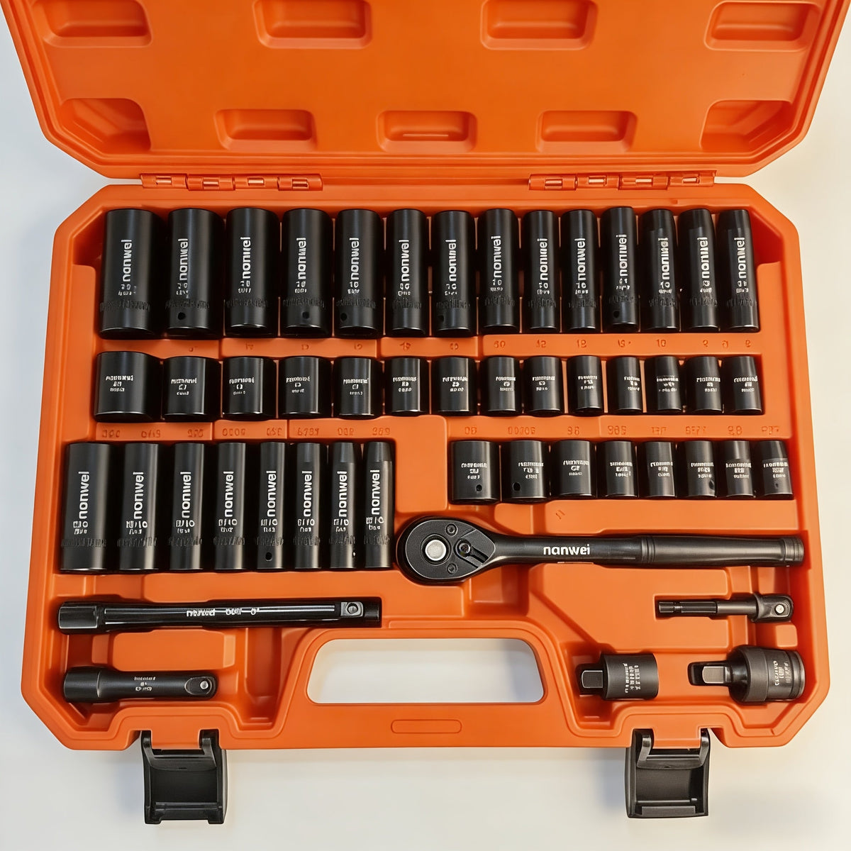 3/8 Inch Drive Impact Socket Set Metric 8-22mm SAE 5/16-3/4 in, 6-Point Cr-V, with Ratchet Handle Adapter & Storage Box, 15/50/92pcs Options
