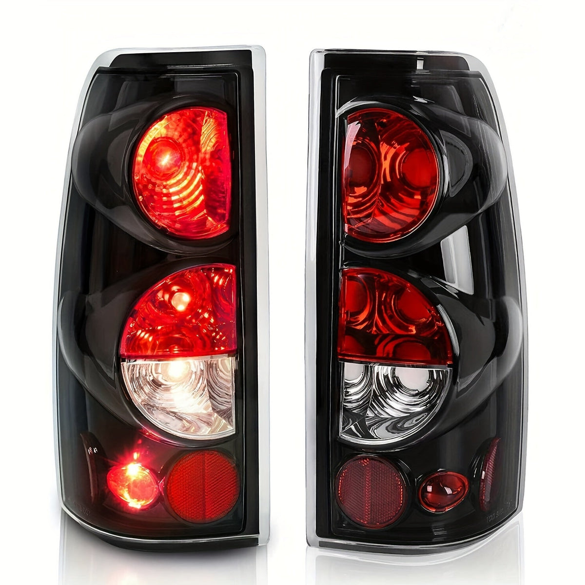 Tail Lights for Chevy Silverado 1500 2500 3500 1999-2006 & GMC Sierra 1999-2003, Direct Replacement Pair, Black Housing Red Lens / Smoked Gray, Polycarbonate Lens