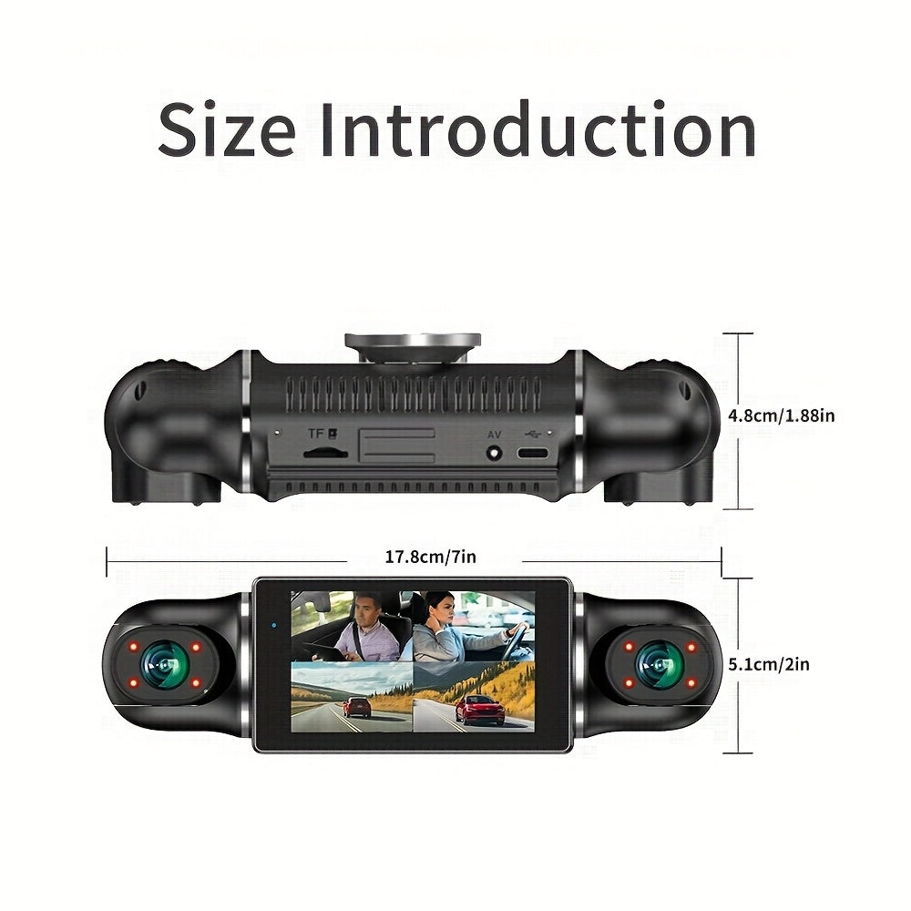 4-Channel 360° Dash Cam 1080P – WiFi IR Night Vision Loop Recording | Car DVR with 3" IPS Screen & G-Sensor | 3 or 4 Camera Options