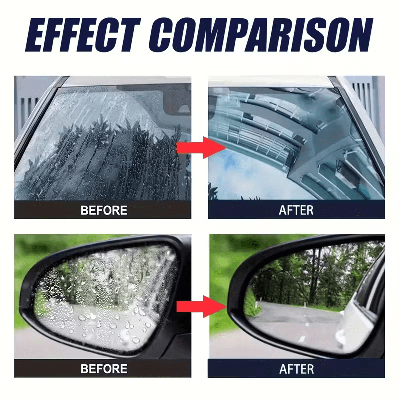 Windshield Rain Repellent Coating, Waterproof Non-Stick Glass Water Repellent for Car Windshield & Rearview Mirror, Long-Lasting Anti-Rain Hydrophobic Nano Wax Kit with Towel