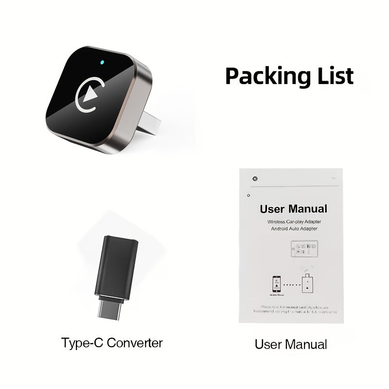 Wireless CarPlay Adapter 2-in-1 – Converts Wired CarPlay & Android Auto to Wireless, USB Dongle for iOS 10+ & Android 11+, No Battery Required