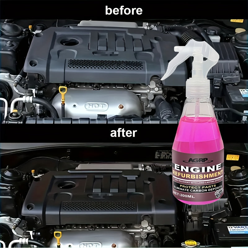 Engine Bay Plastic Care Spray, Gloss Enhancer & Spot Remover, Glycerin Formula for Engine Bay Revival, Auto Detailing Kit, 200ml with Sponge