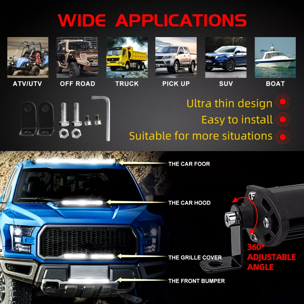 LED Light Bar Double Row Strip – Ultra-Thin 8/15/22 Inch 2000-3000LM Off-Road Work Light for Car Truck Jeep ATV Boat
