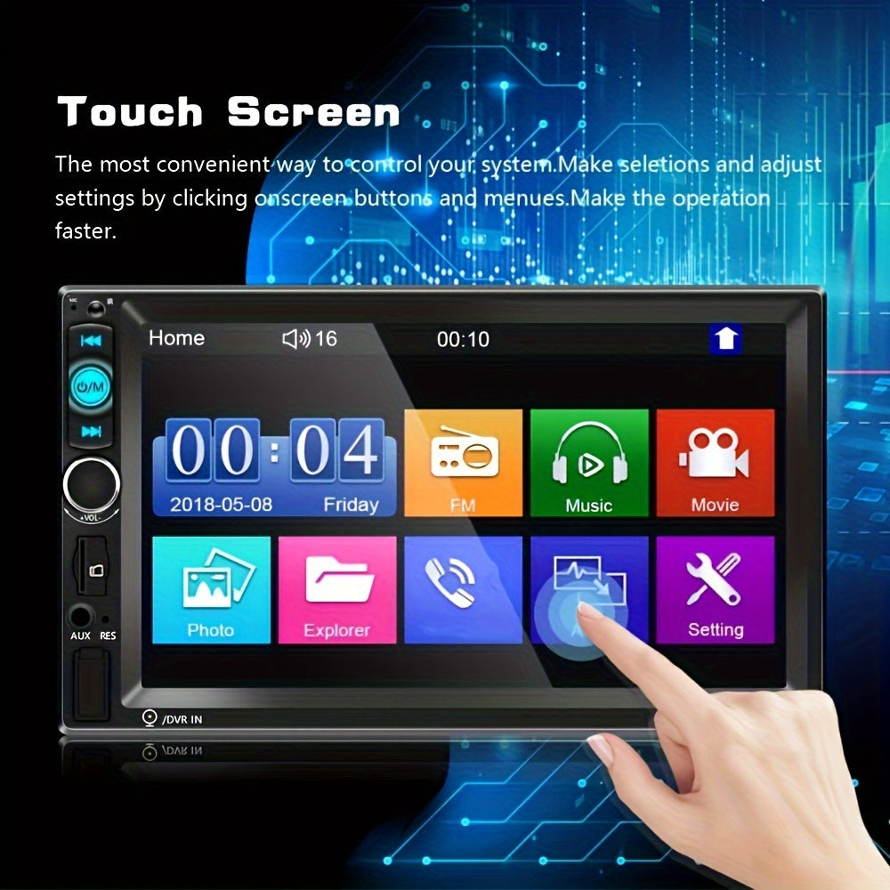 Double Din Car Stereo 7" LCD – MP5 Player with FM Radio, USB/SD/AUX, Mirror Link, Steering Wheel Control & Optional Backup Camera