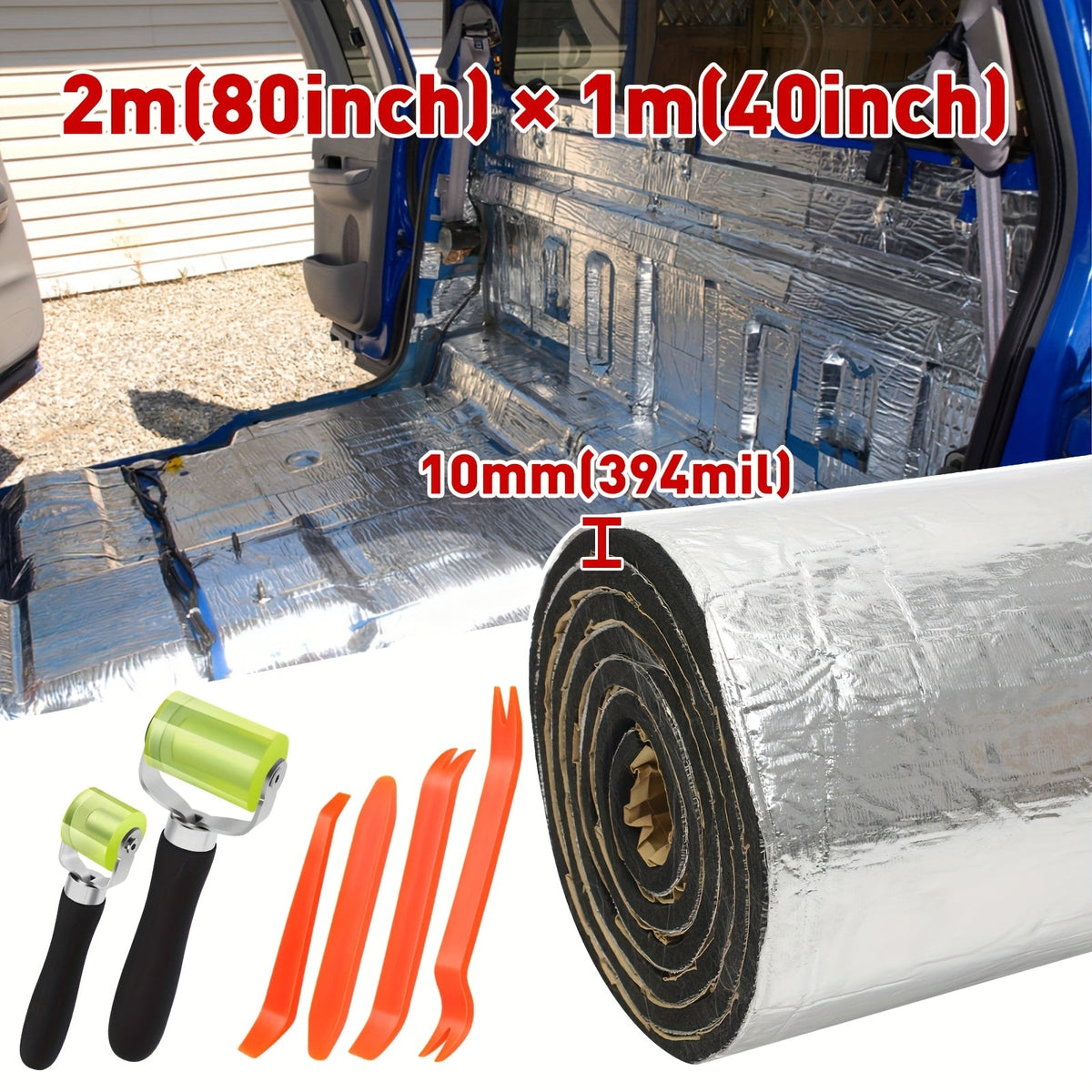 Sound Deadener Car Heat Shield Mat – Self-Adhesive Reflective Aluminum Foil Insulation, Noise & Vibration Reduction for Floor, Cab & Trunk (22 or 26 Sq Ft)