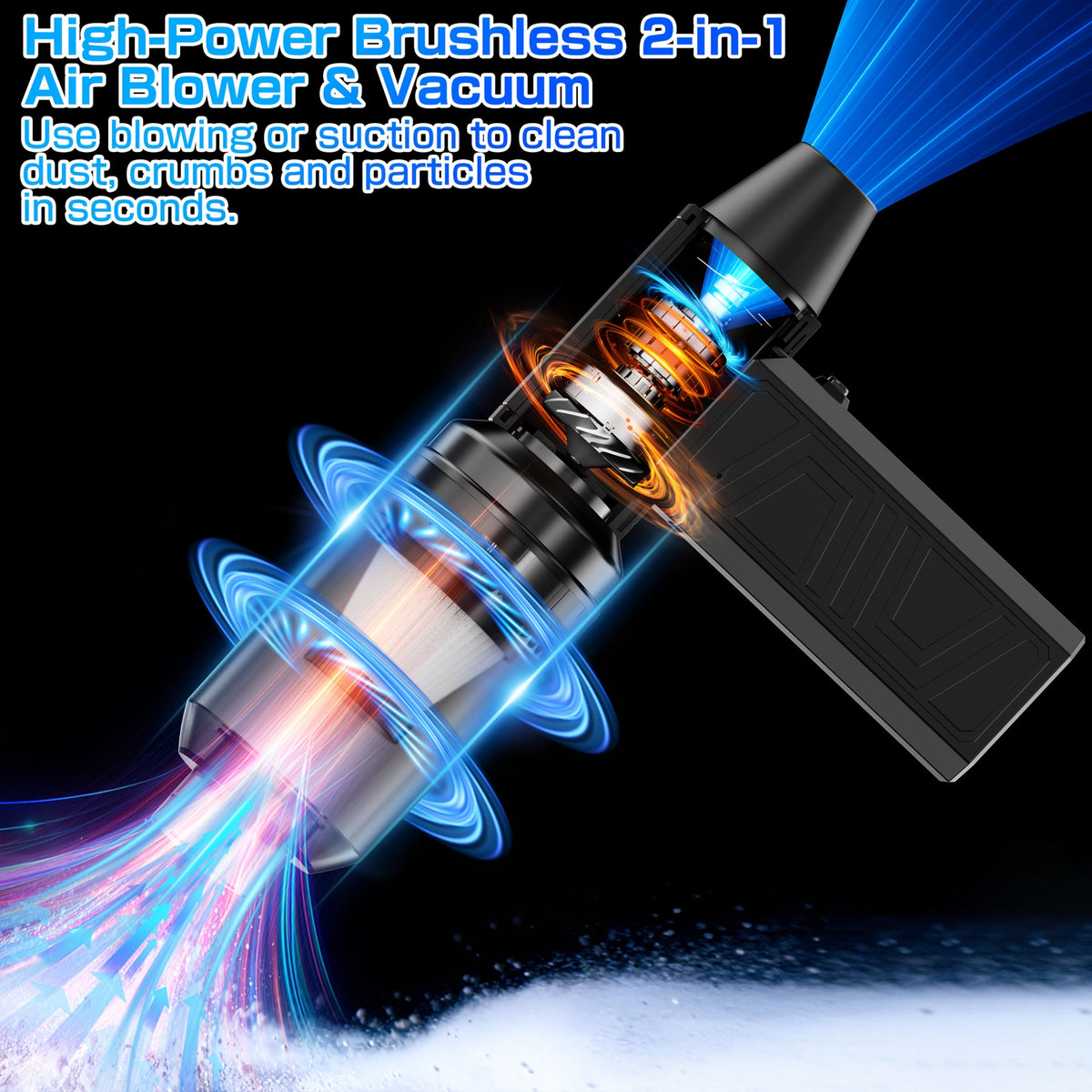 Electric Air Duster Turbo Blower 130,000 RPM – Wireless Rechargeable, 4-Speed Jet Fan for Computer Cleaning, Car Detailing & Snow Blowing
