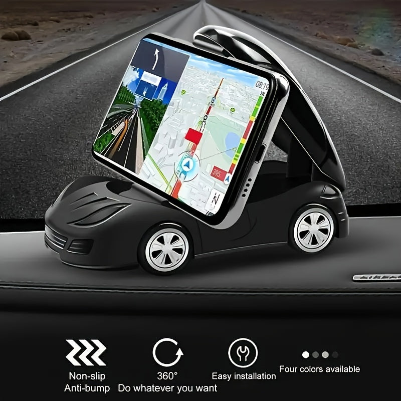 Foldable Car Phone Holder 2-Pack, 360° Rotating Universal Dashboard Phone Mount, Compact Adjustable Cell Phone Stand for Car, Portable Hands-Free Cradle for iPhone Android Smartphones