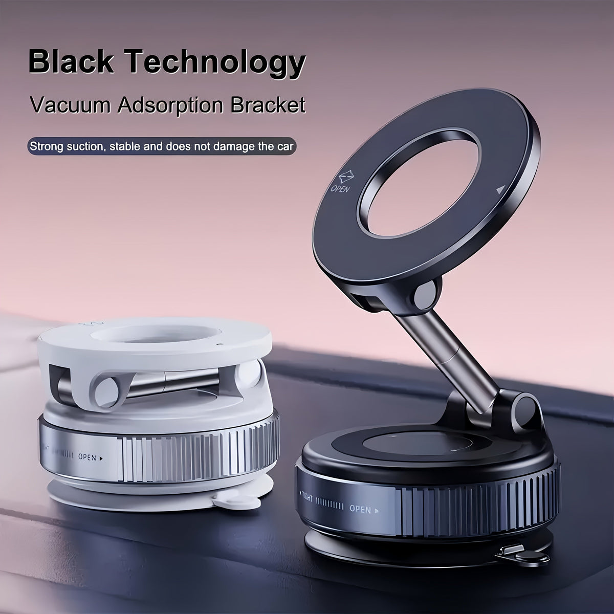 360° Rotating Magnetic Phone Holder – Foldable & Extendable Wall Mount for Car, Bathroom, Gym & Mirror | iPhone 16/15/12 Compatible, ABS, Black – 4-Pack