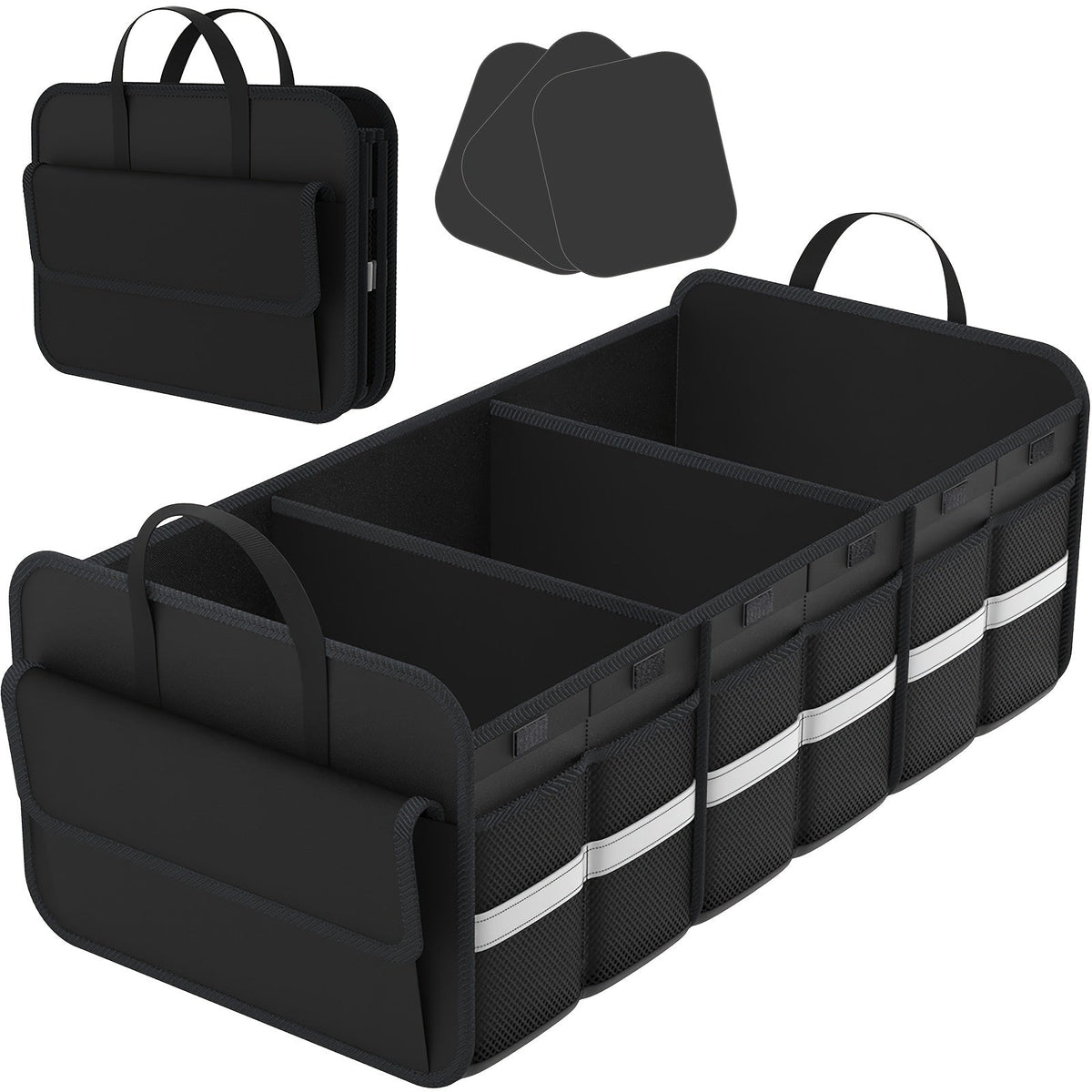 Car Trunk Organizer for SUV – Collapsible Large Cargo Storage Box with Non-Slip Bottom & Multi-Compartment