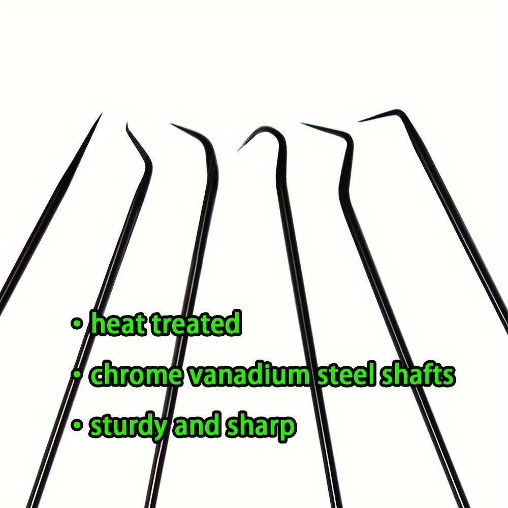 Precision Hook and Pick Set 6/10pcs Extra-Long Steel, Non-Slip Handles, for Automotive Machinery & Electronics Maintenance, Crochet Hook Needle Tool Kit