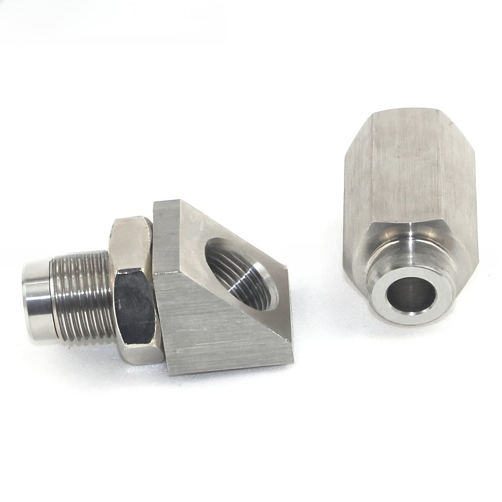 O2 Oxygen Sensor Spacer Adapter M18x1.5 Stainless Steel, 90° & 135° Angled Connector, Universal 3-Way Expansion, Catalytic Converter CEL Fix for Closed-Loop Systems