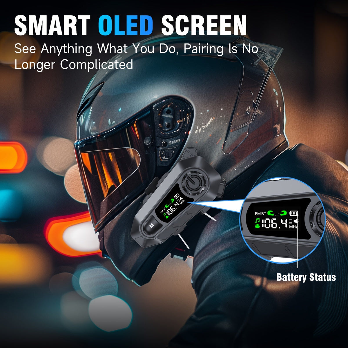 Motorcycle Helmet Bluetooth Intercom Headset – 500M Range, Group Chat, Music Sharing, FM Radio & Voice Control