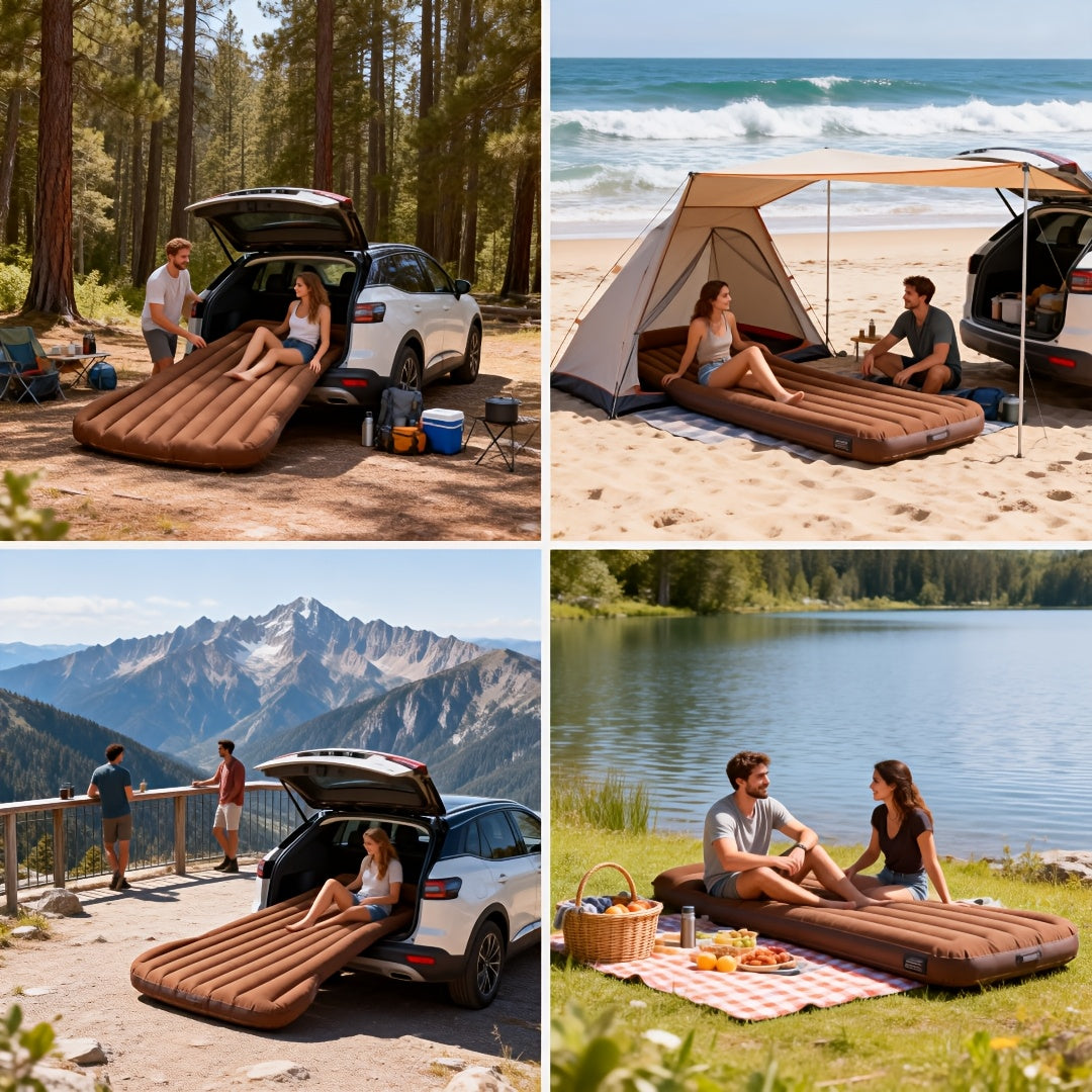 Car Inflatable Mattress for SUV, Tesla, Truck & RV Backseat – Portable Foldable Air Bed with Pump, 2 Pillows & Storage Bag for Camping & Travel