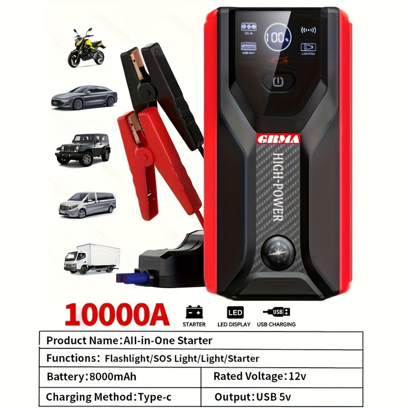 Portable Jump Starter 12V Lithium, Car Battery Booster for Up to 9L Gas / 6.5L Diesel, Ultra-Safe with LCD Display, Optional Air Pump