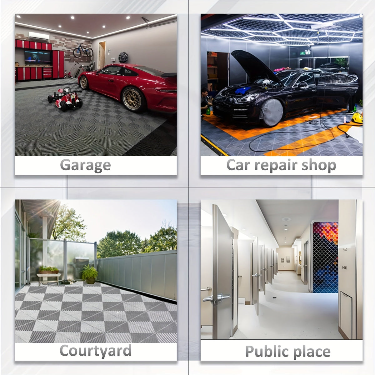 Interlocking Garage Floor Tiles 20 Pack – 16"x16" Drainage Floor Mats, Non-Slip PP Modular Tiles for Garage, Basement, Car Wash & Outdoor Use
