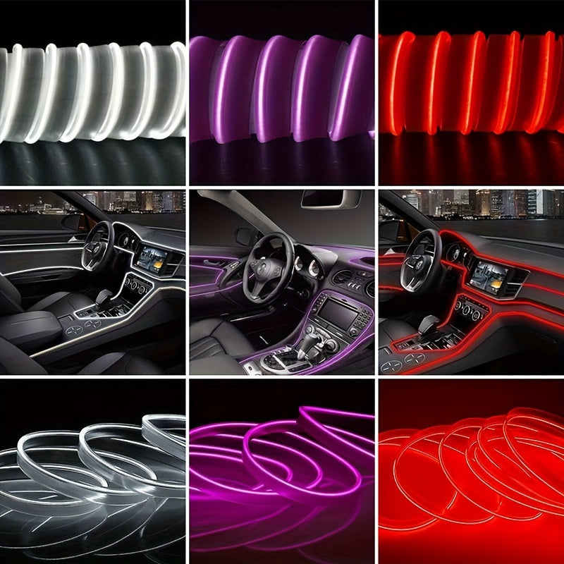 RGB Car Interior Ambient Light Kit - App & Voice Control, 8-Color LED Atmosphere Lighting for Dashboard Roof Console, USB Powered