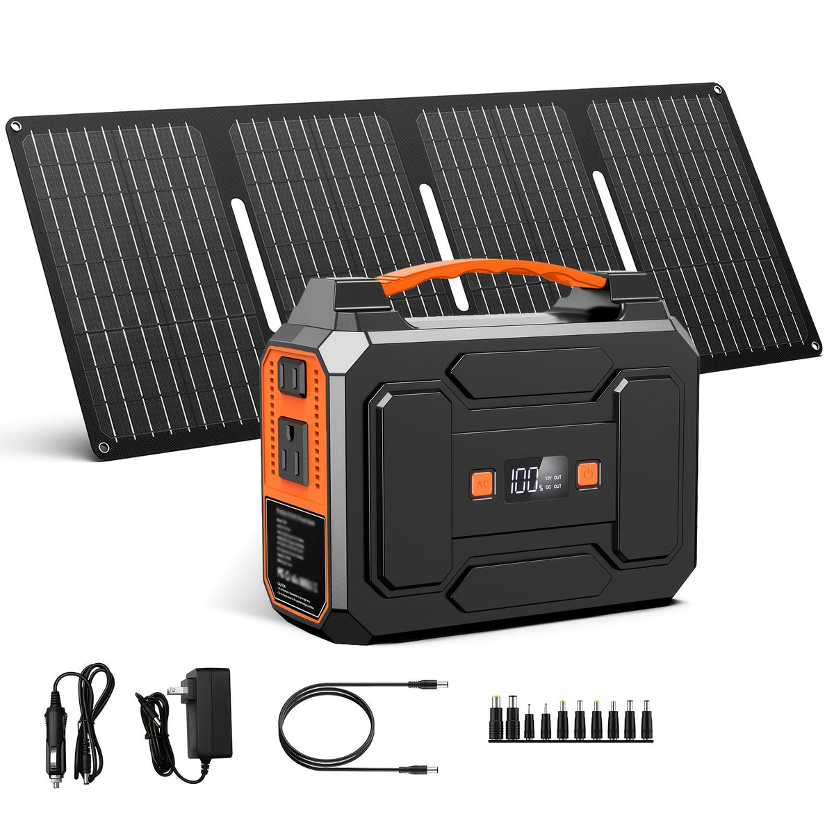Portable Power Station 146Wh / 300W Solar Generator | AC Outlet, DC, USB & QC 3.0 Ports, LED Light, LiFePO4 Battery for Camping, CPAP, Emergency & Off-Grid – Solar Panel Optional