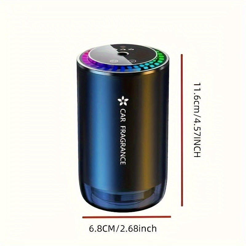 Smart Car Air Freshener with Projection Light - USB Rechargeable Essential Oil Diffuser, Music-Sync LED, Adjustable Scent, Auto Interior Accessory