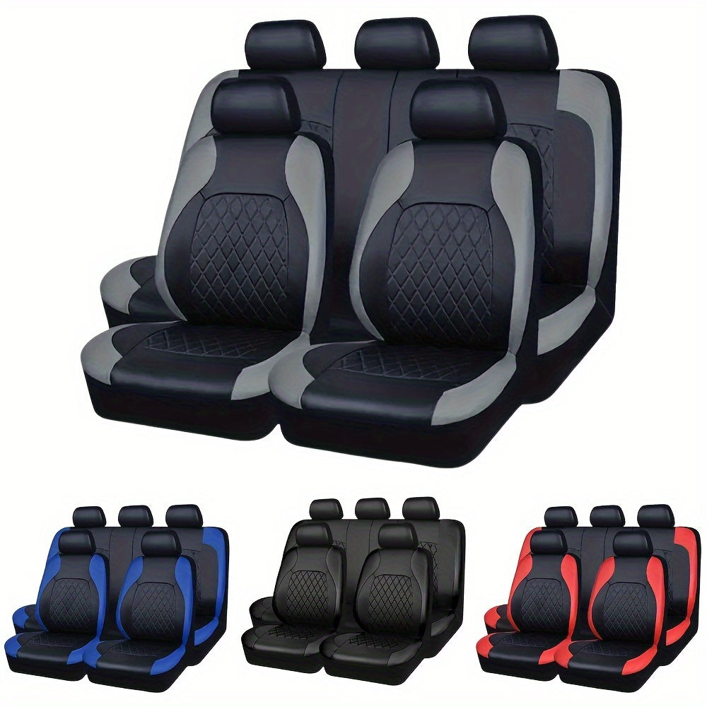Car Seat Covers Full Set – Universal Faux Leather 5-Seat Cover for SUV Truck Jeep BMW, Front & Rear Bench, Scratch-Proof, Fits 40/60 50/50 Split