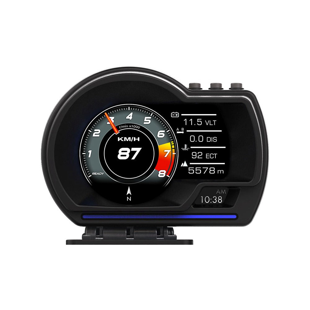 Car Head Up Display OBD2 + GPS Dual System HUD, Digital Windshield Speedometer with Water Temp Voltage RPM, Universal Heads-Up Display for Most Vehicles