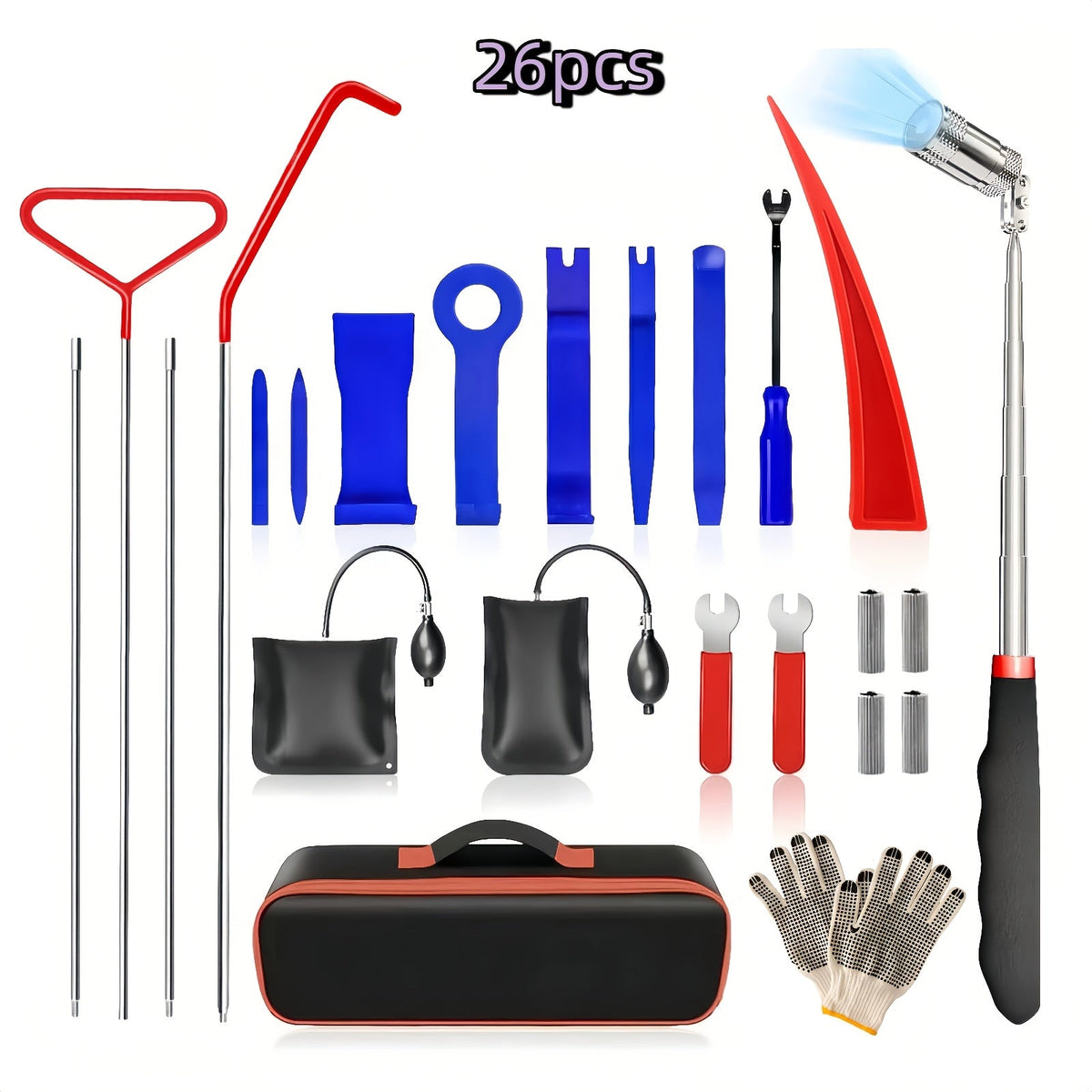 Stainless Steel Car Maintenance Tool Set Pin Puller Emergency Hook Tree Cleaning Hook for Auto Repair Home Use 20-26 Piece Assorted Kit
