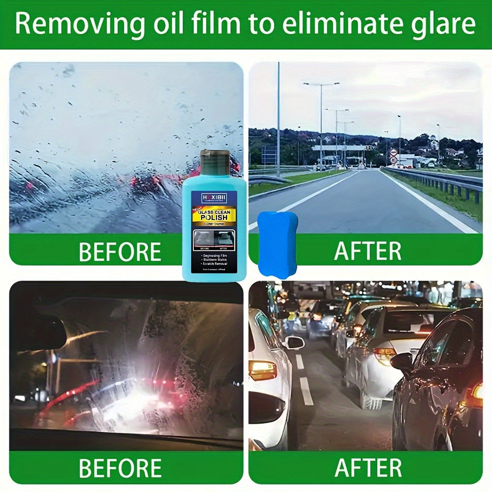 Car Glass Oil Film Remover Paste 150ml – Windshield Oil Film Cleaner, Restores Clarity, Surfactant-Free Formula for Auto & Home Glass