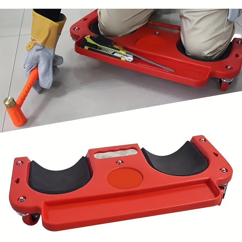 Rolling Knee Pad Platform with Wheels, ABS Cushioned Kneeling Pad with Built-In Tool Tray, for Mechanics, Carpenters, Flooring & Car Repairs, 150+ lbs Capacity