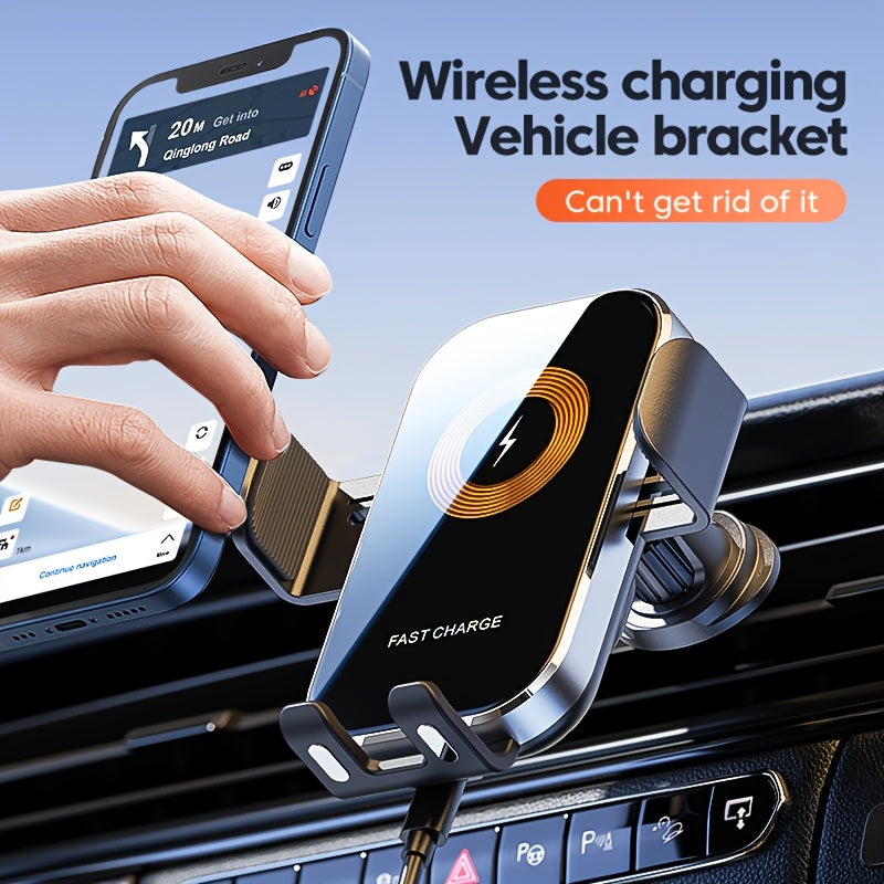 Auto-Clamping Wireless Car Charger Holder, 15W Qi Fast Charging Phone Mount with Automatic Clamping Arms, Hands-Free Car Charging Cradle for iPhone 15 14 13 12 11 Pro Max & Qi Smartphones