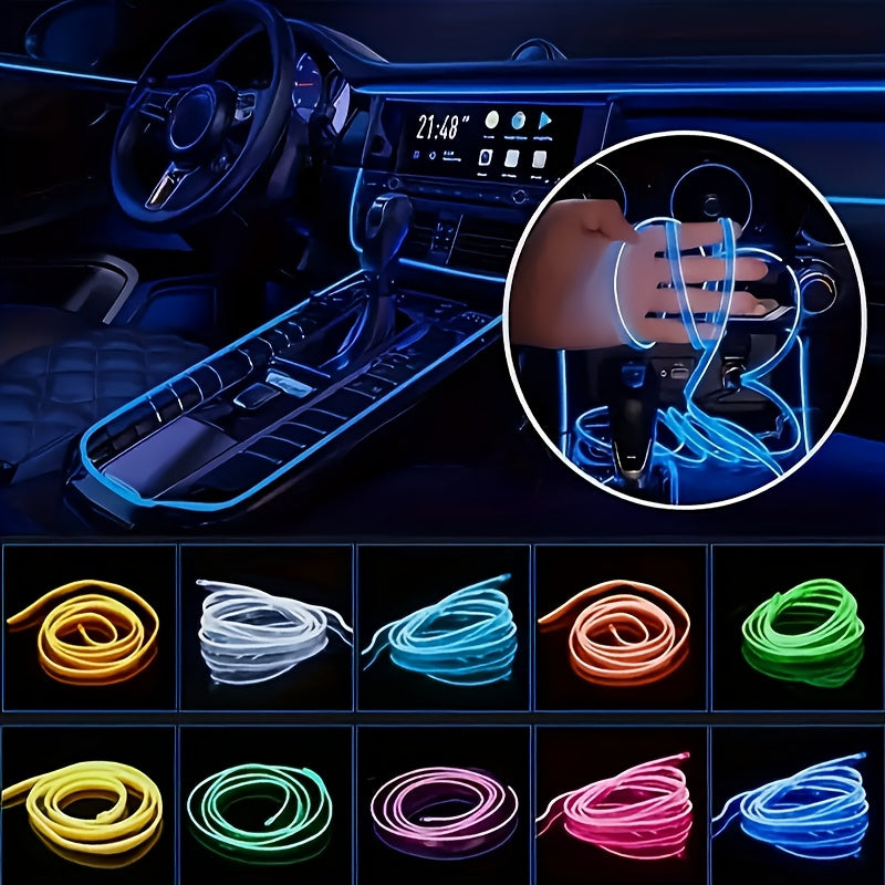 Car Interior Ambient Lighting Kit 3M RGB 7-Color LED Strip App & Remote Control Music Sync for Doors Console Dashboard Decoration