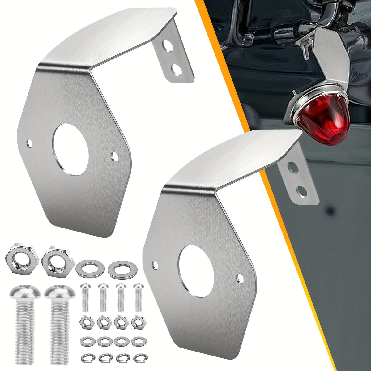 Stainless Steel Watermelon Light Brackets 2 Pack – Angled Clamp Mount Holder for Truck Mirror Turn Signal & Underglow Lights, Universal Fit