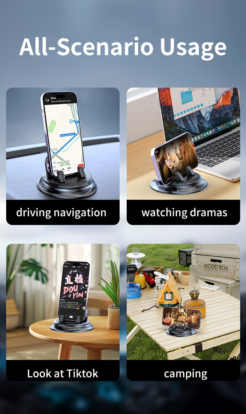 Car Phone Mount 360° Rotating Upgraded Hands-Free Holder, Universal Dashboard Windshield Stand for iPhone and Android Smartphones, Black