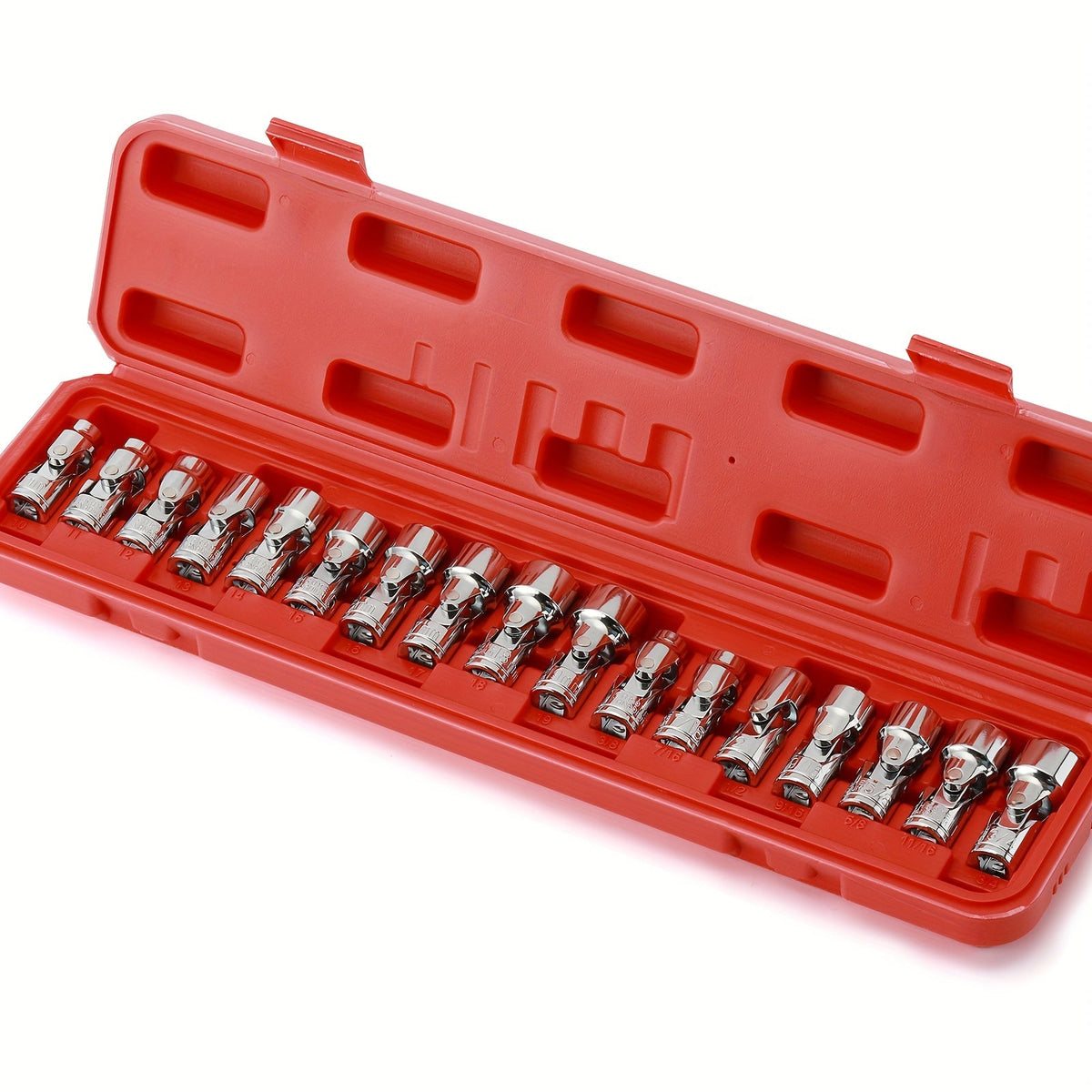 17-Piece 3/8" Drive Socket Set – SAE & Metric CR-V Flex Universal Joint | 10mm–19mm & 3/8"–3/4" 6-Point Swivel Head