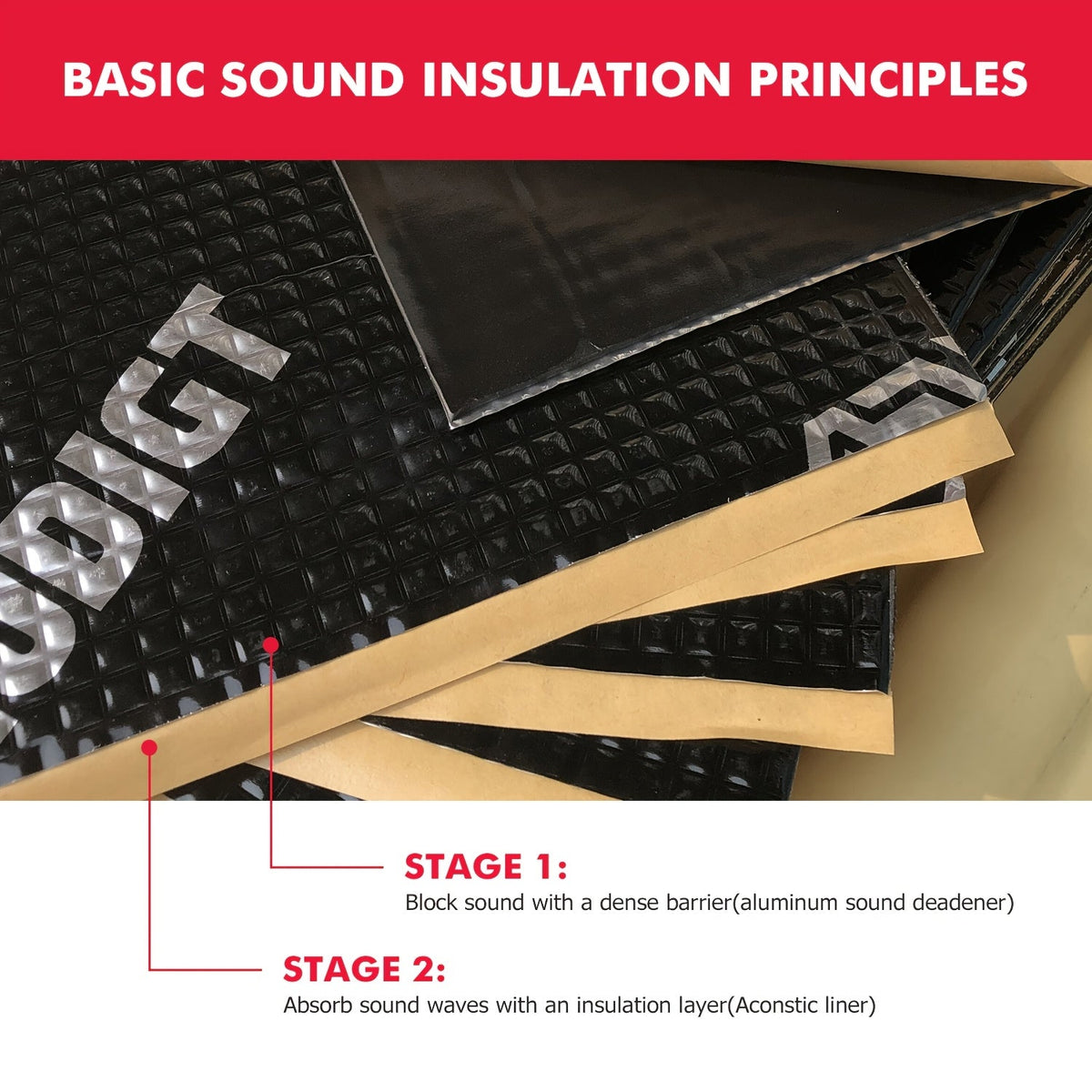 Butyl Sound Deadener Mat 10-Pack 10"x15" – Noise Insulation, Vibration Dampening & Heat Shield for Car, SUV, Truck, Van & RV