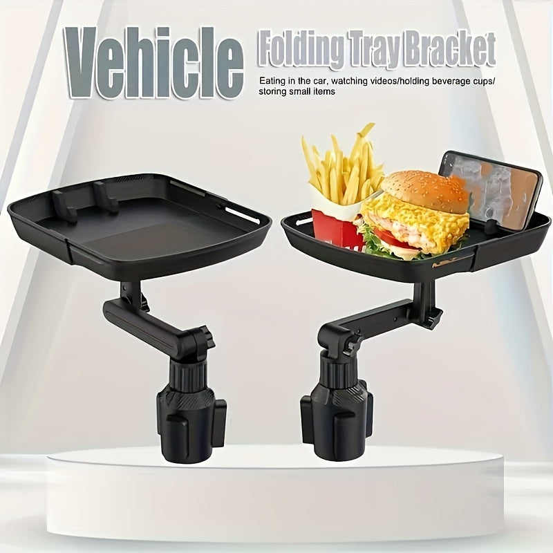 Car Cup Holder Phone Mount Tray – 3-in-1 Expandable ABS Rotating Bracket, Universal Fit for Most Vehicles