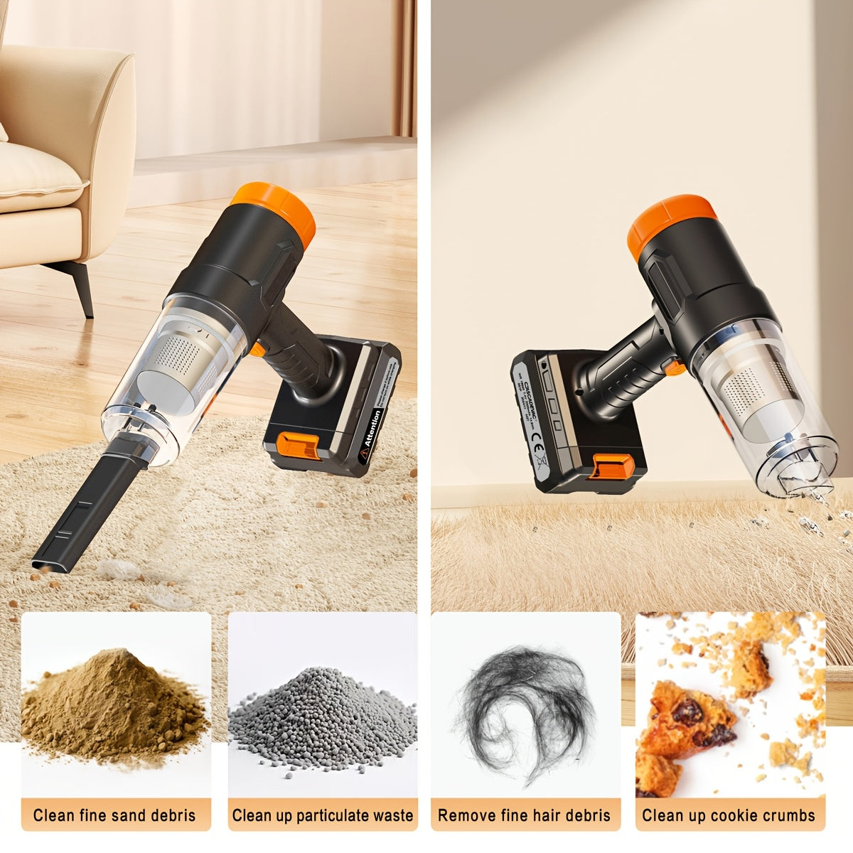 Cordless Car Vacuum Cleaner, 5KPa Handheld Wireless Dust Collector, USB Rechargeable 2000mAh, One-Click Dust Cup, for Car RV Kitchen Floor Home, Multi-Color
