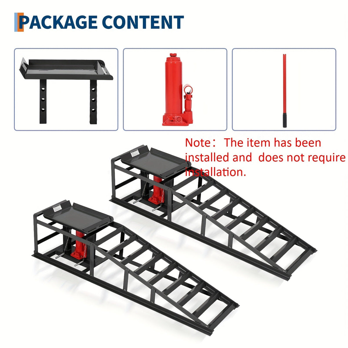 Hydraulic Car Ramps 2 Pack 5-Ton 11000 LBS - Low Profile Heavy Duty Steel Service Lift Ramps for Car Truck Trailer Garage Repair, No Installation Required