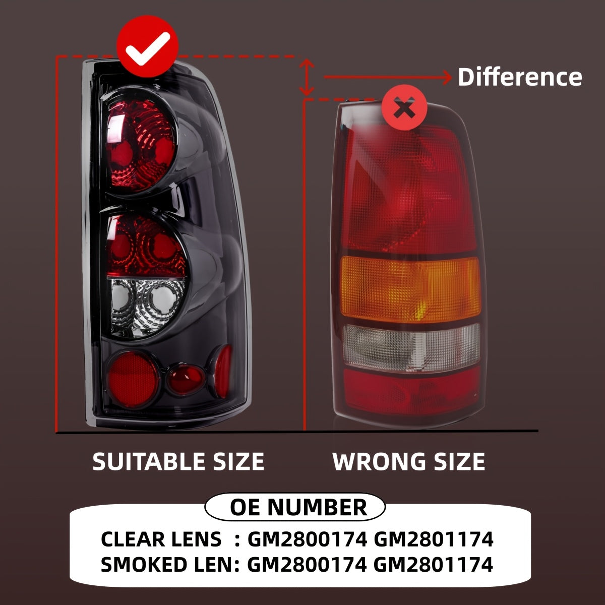 Tail Lights for Chevy Silverado 1500 2500 3500 & GMC Sierra 1999-2006 – Direct Replacement Taillights Assembly, Black Housing, Red or Smoked Lens (No Bulbs, Pair)