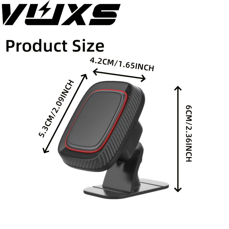 VUXS Magnetic Phone Holder Dashboard – Rotatable Strong Magnet Mount for iPhone & Samsung, 4 Metal Plates & 4 Reinforced Magnets