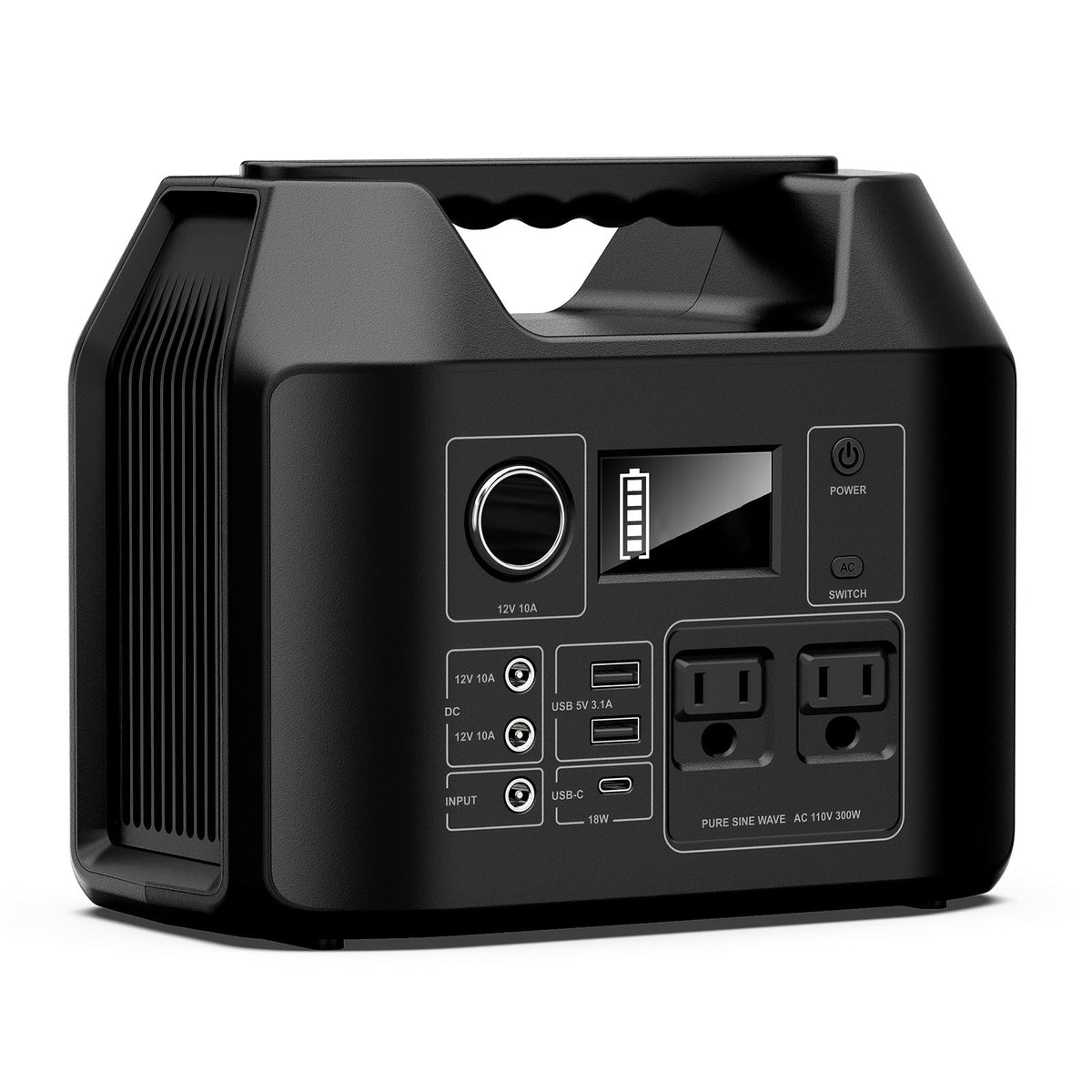 Portable Power Station 146Wh / 300W Solar Generator | AC Outlet, DC, USB & QC 3.0 Ports, LED Light, LiFePO4 Battery for Camping, CPAP, Emergency & Off-Grid – Solar Panel Optional