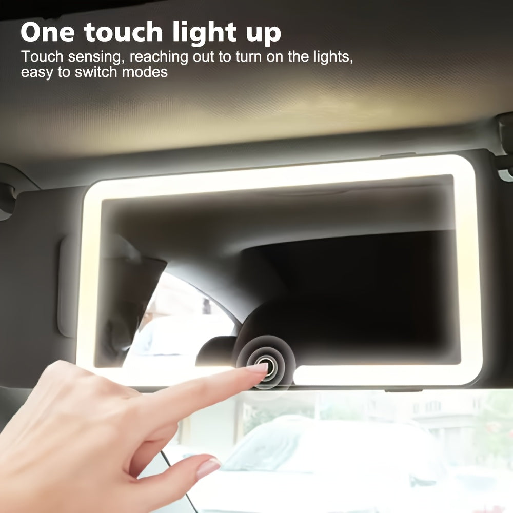 Car Sun Visor Makeup Mirror LED – USB-Powered Vanity Mirror with 3 Light Modes, Universal Fit for Cars Trucks SUVs, Gift for Women Drivers