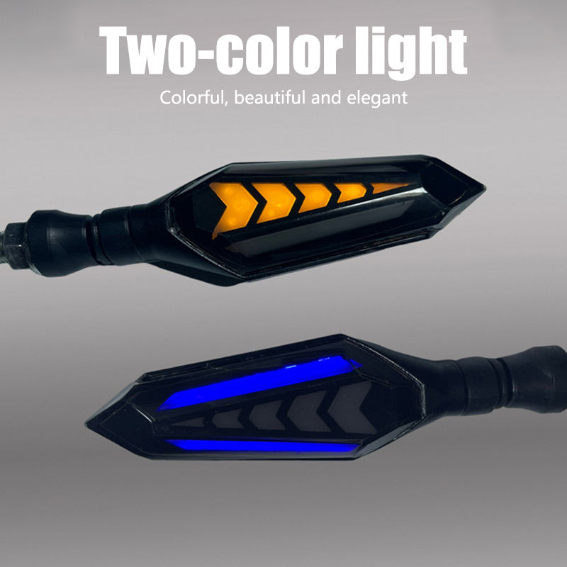LED Double-Side Flow Arrow Turn Signal Light 2-Pack, 12V Universal Sequential Indicator for Truck Boat SUV ATV, Blue/Amber & Red/Amber, Waterproof Side Marker Light