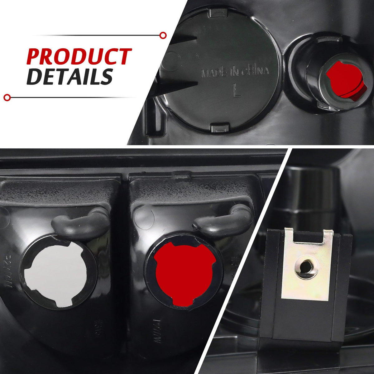Tail Lights for Chevy Silverado 1500 2500 3500 1999-2006 & GMC Sierra 1999-2003, Direct Replacement Pair, Black Housing Red Lens / Smoked Gray, Polycarbonate Lens