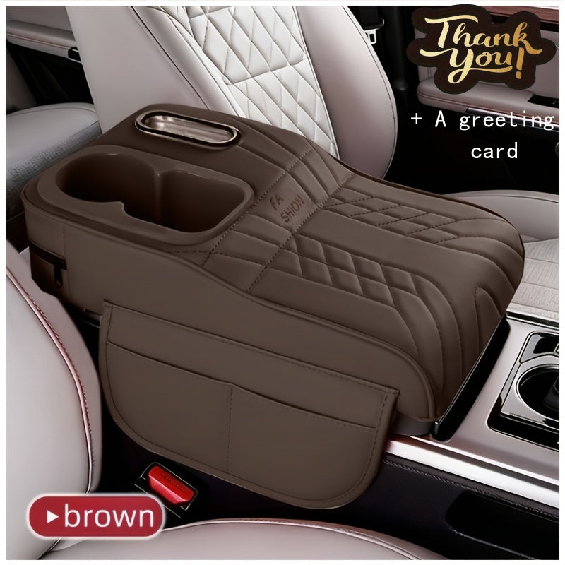 Car Center Console Organizer Tray with Cup Holder & Tissue Box – Multi-Color Non-Slip Storage Mat for Vehicle Interior